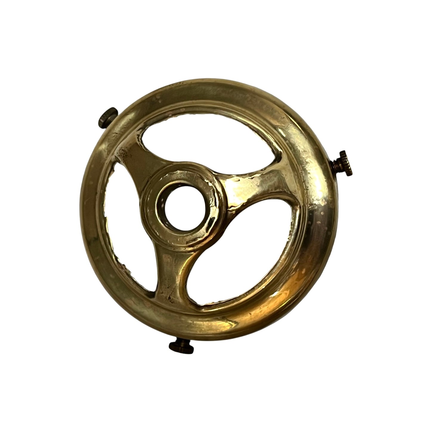 Brass vintage lampshade holder on a white background
