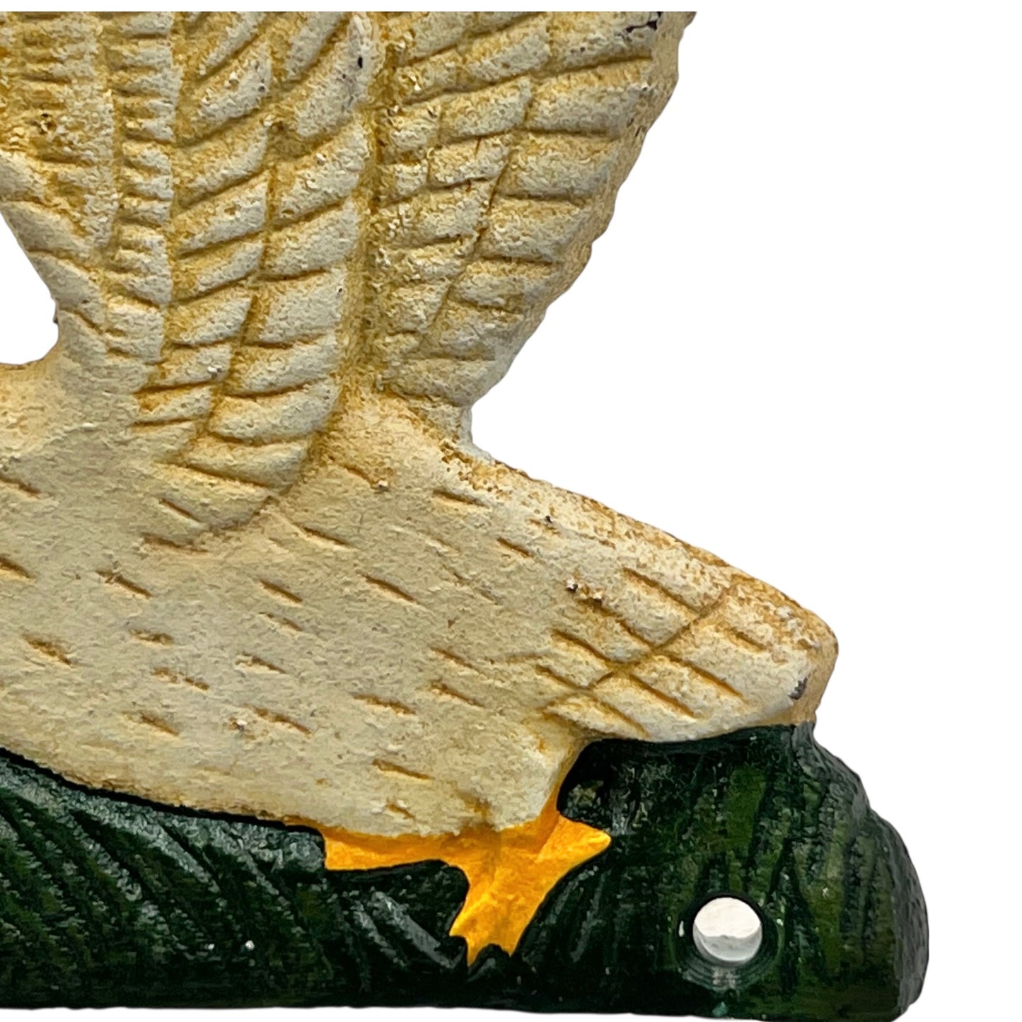 close up of toilet paper holder with a goose design on a white background