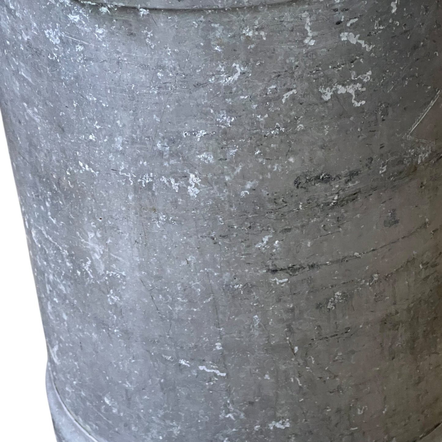 Close-up of a grey milk churn on a white background