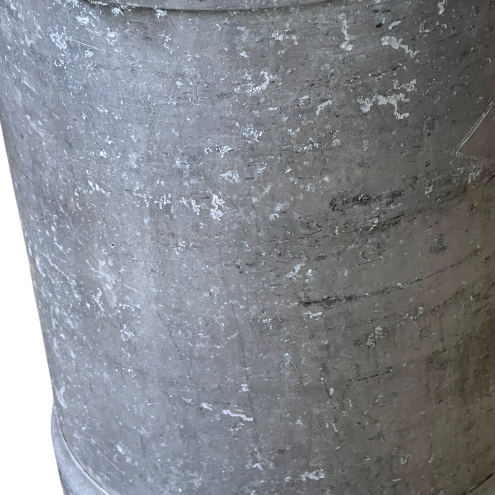 Close-up of a grey milk churn on a white background
