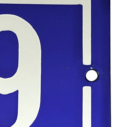 Original French Enamel House Number 99 Sign – Vintage Blue Metal Door Plaque