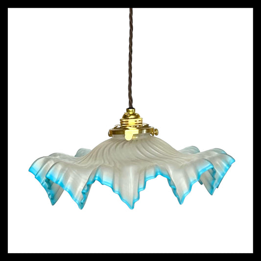image French vintage glass pendant suspended light with new fittings sold by All Things French Store