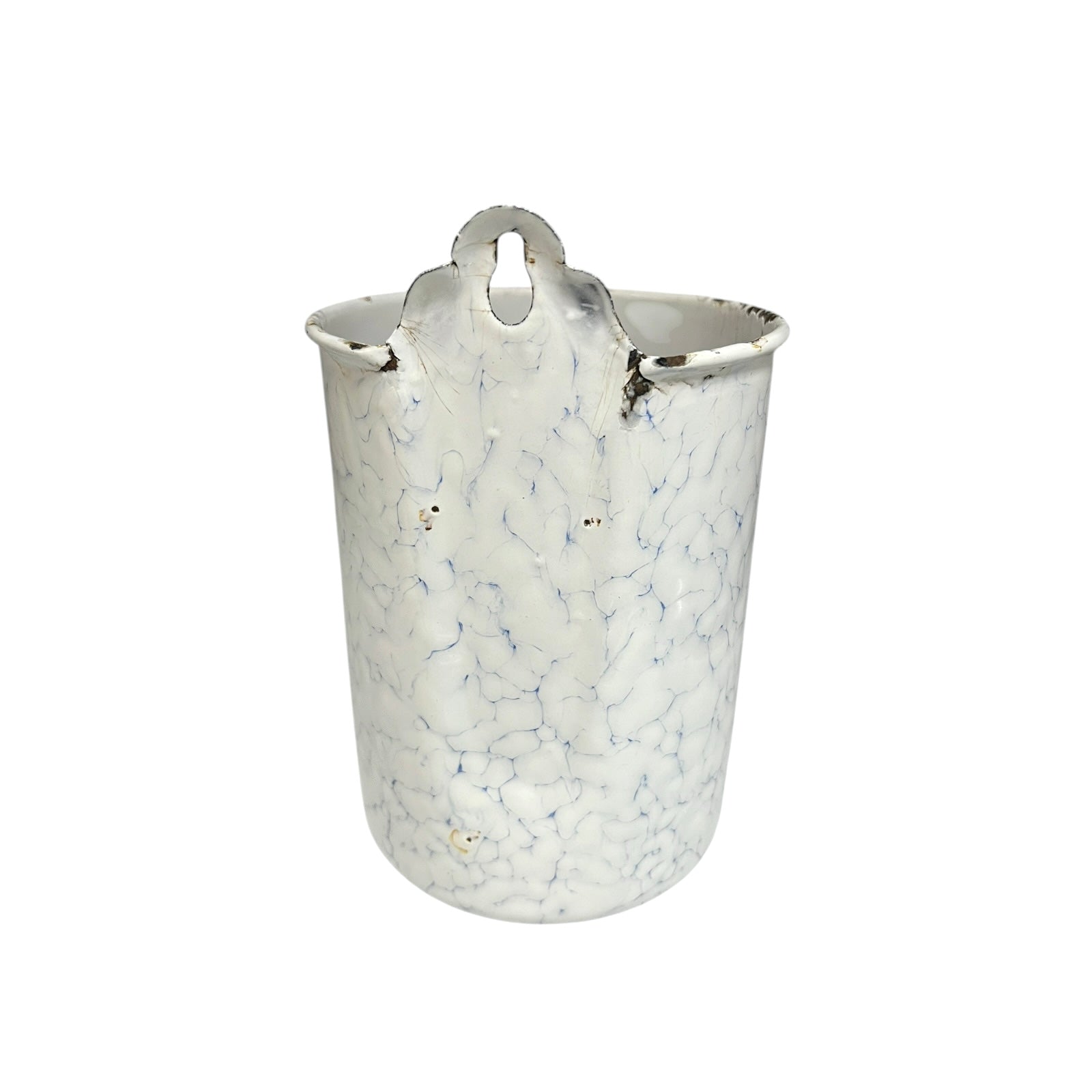 close up of a vintage garden planter on a white background