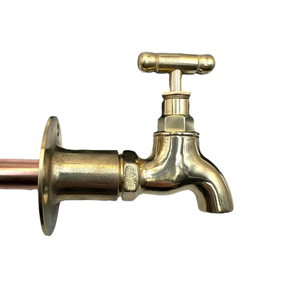 Brass Vintage Style Kitchen or Bathroom Taps, Wall Mounted ideal for Belfast Sink 