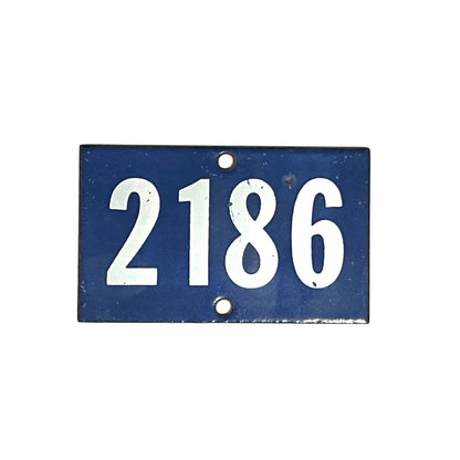 French enamel blue and white door number 2186