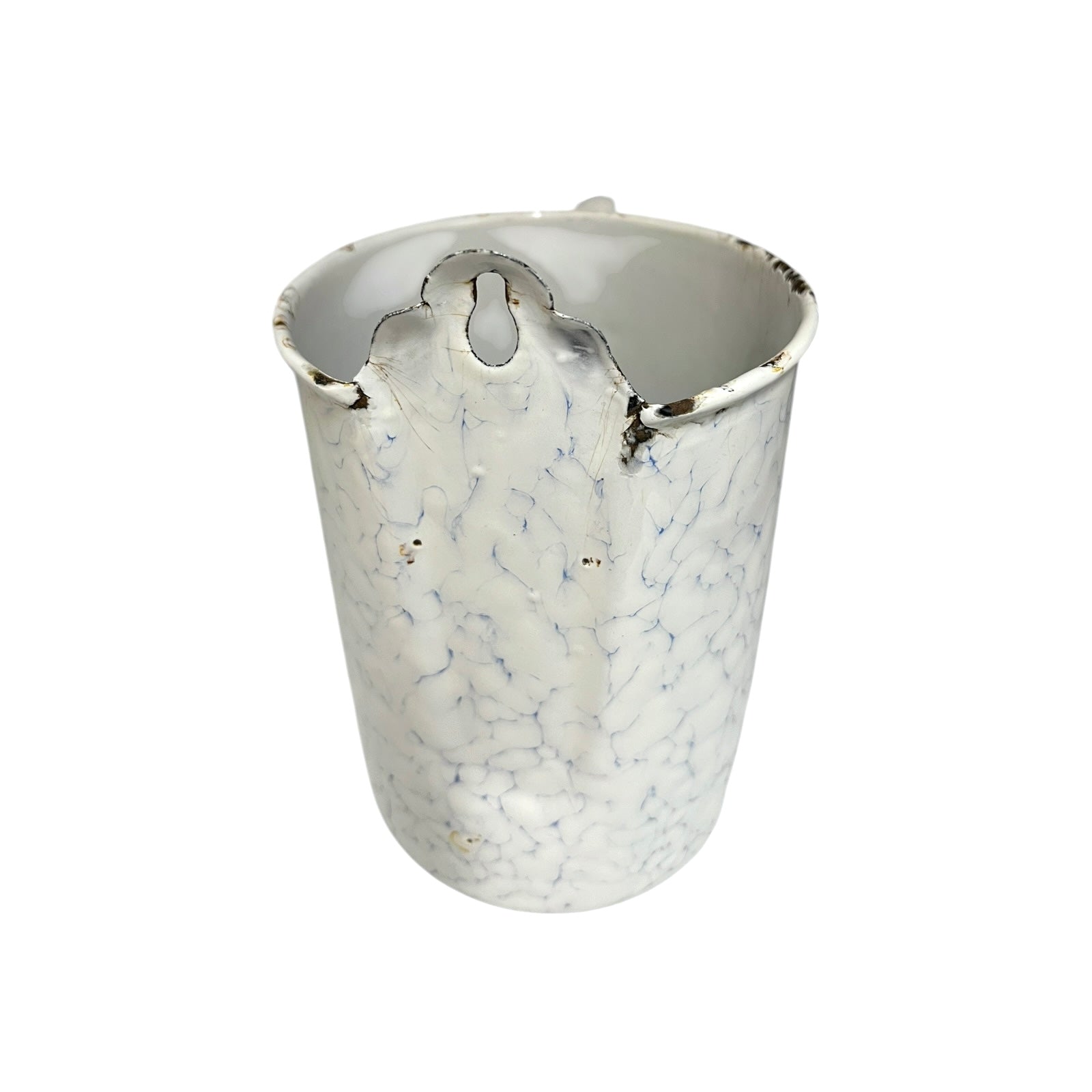 close up of a vintage garden planter on a white background