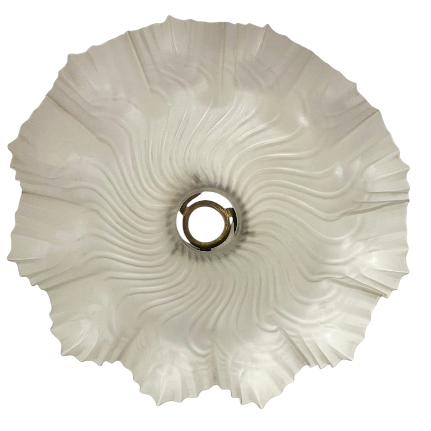 Close up of a glass lampshade on a white background 