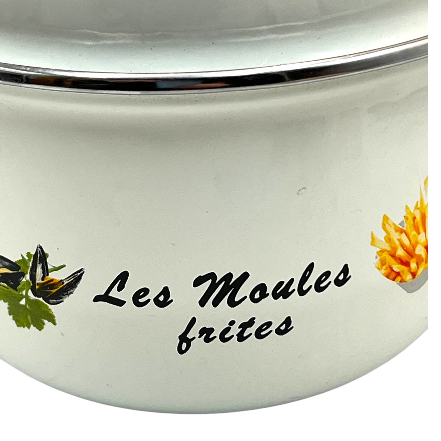 Enamel Mussels Pan, French Farmhouse Chic Les Moules Frites Pot 