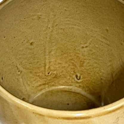 Close up of ceramic pitcher on a white background