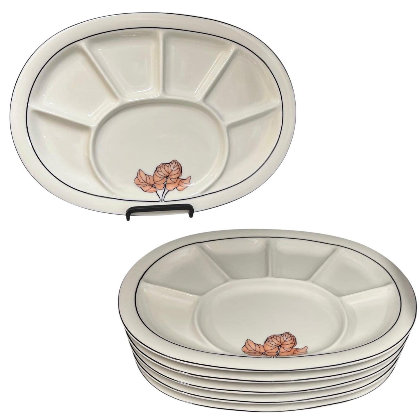 Set of 6 Vintage Goebel Oeslauer Sectioned Plates – West German Ceramics