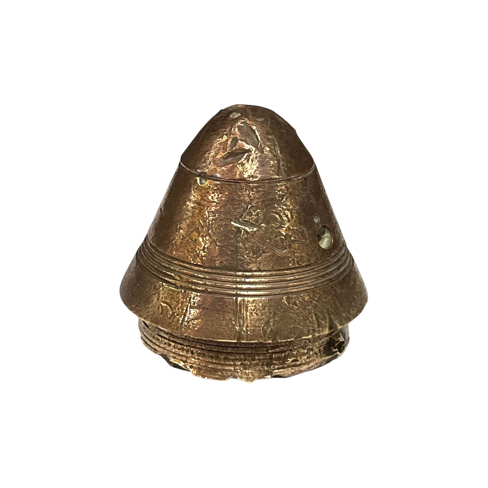 WW1 brass fuse paperweight on a white background 