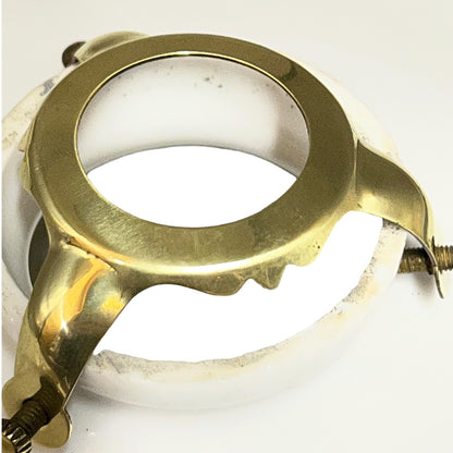 Vintage French Opaline Milk Glass Pendant Lamp Shade with Brass Collar