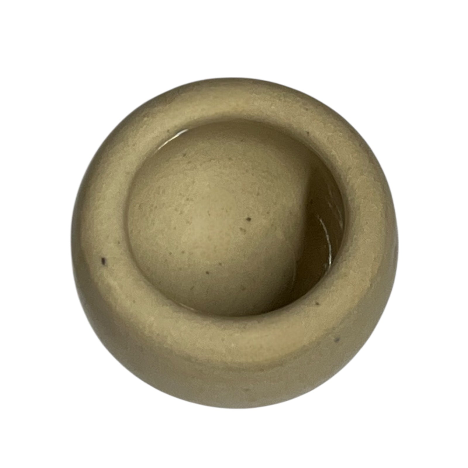 Set of beige ceramic escargots snail cups on a white background