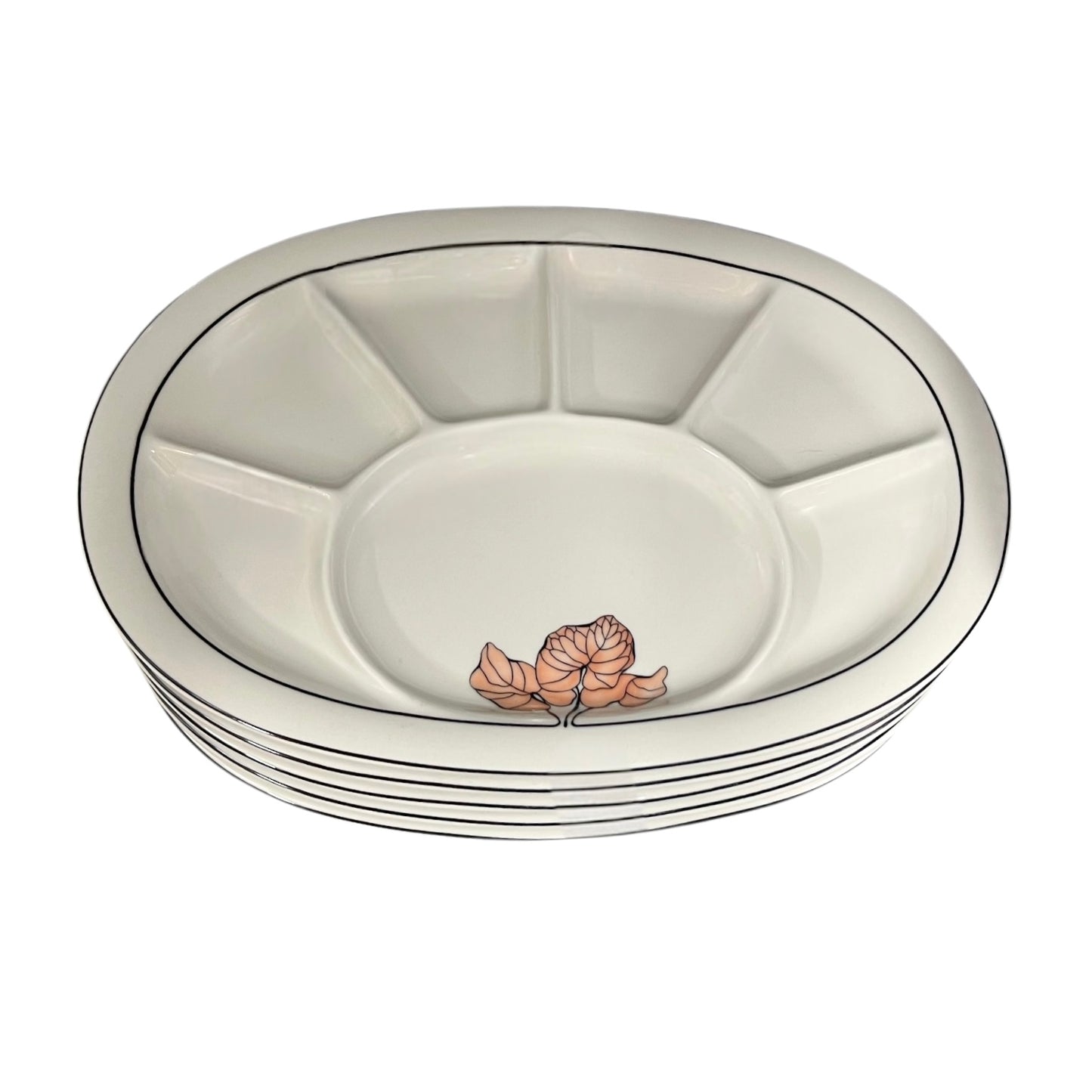 Set of 6 Vintage Goebel Oeslauer Sectioned Plates – West German Ceramics