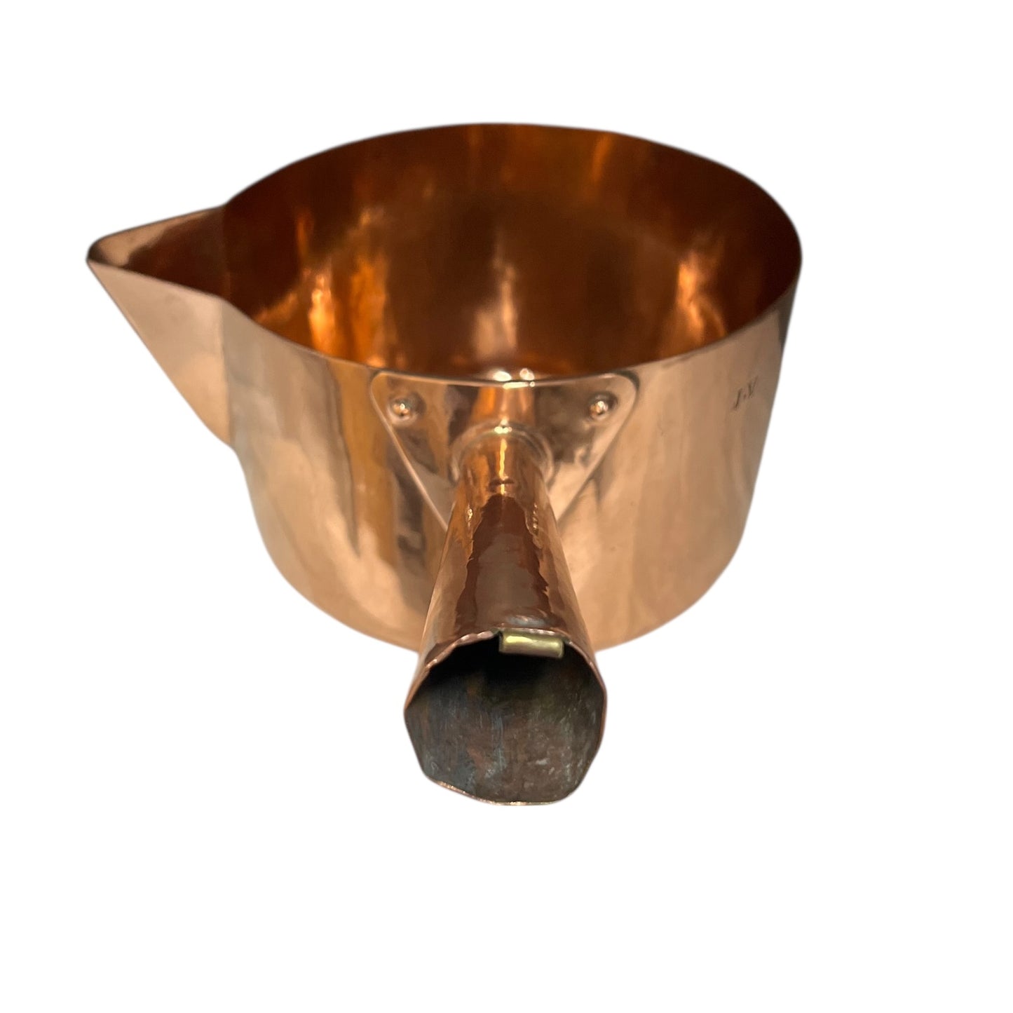 French copper sugar work or chocolate pan on a white background