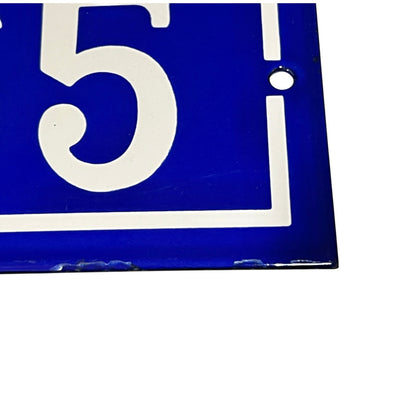 Vintage French Enamel Blue and White Door Number 65