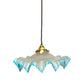 image French vintage glass pendant suspended light with new fittings