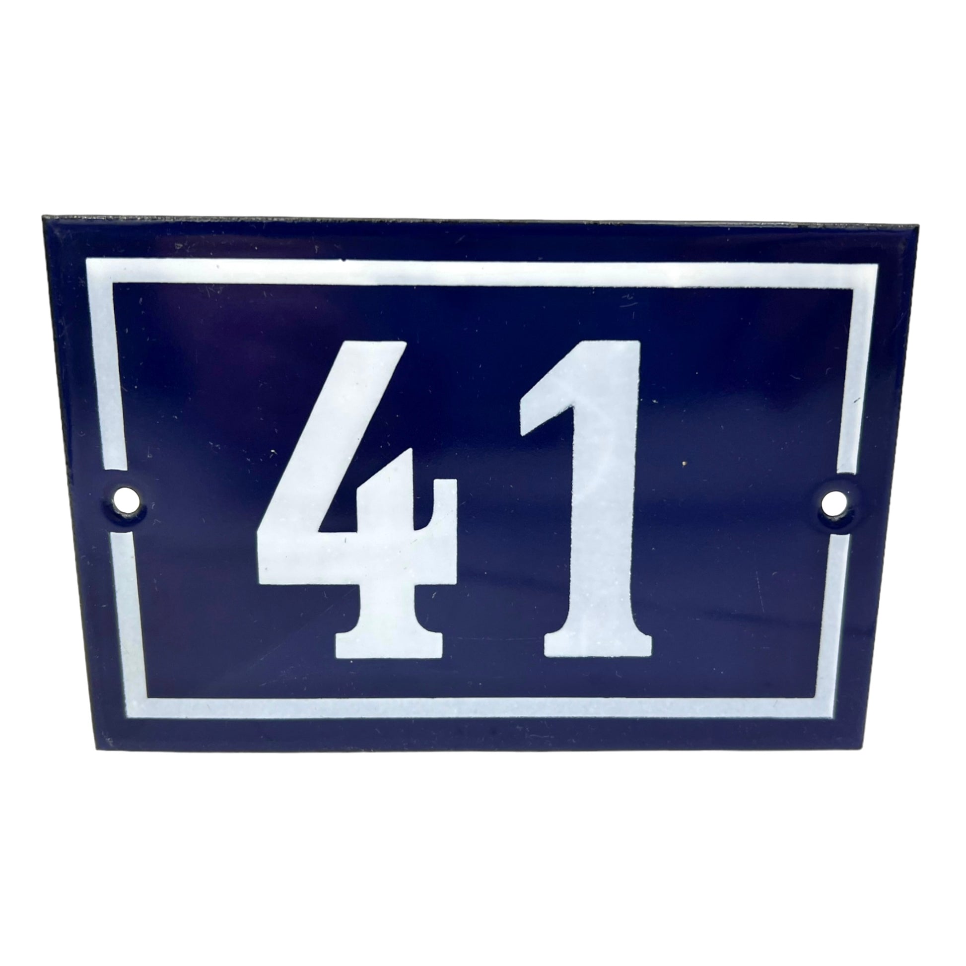 image French enamel blue and white front door number