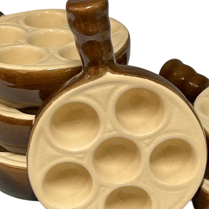 Set of 6 snail plates with handles on a white background