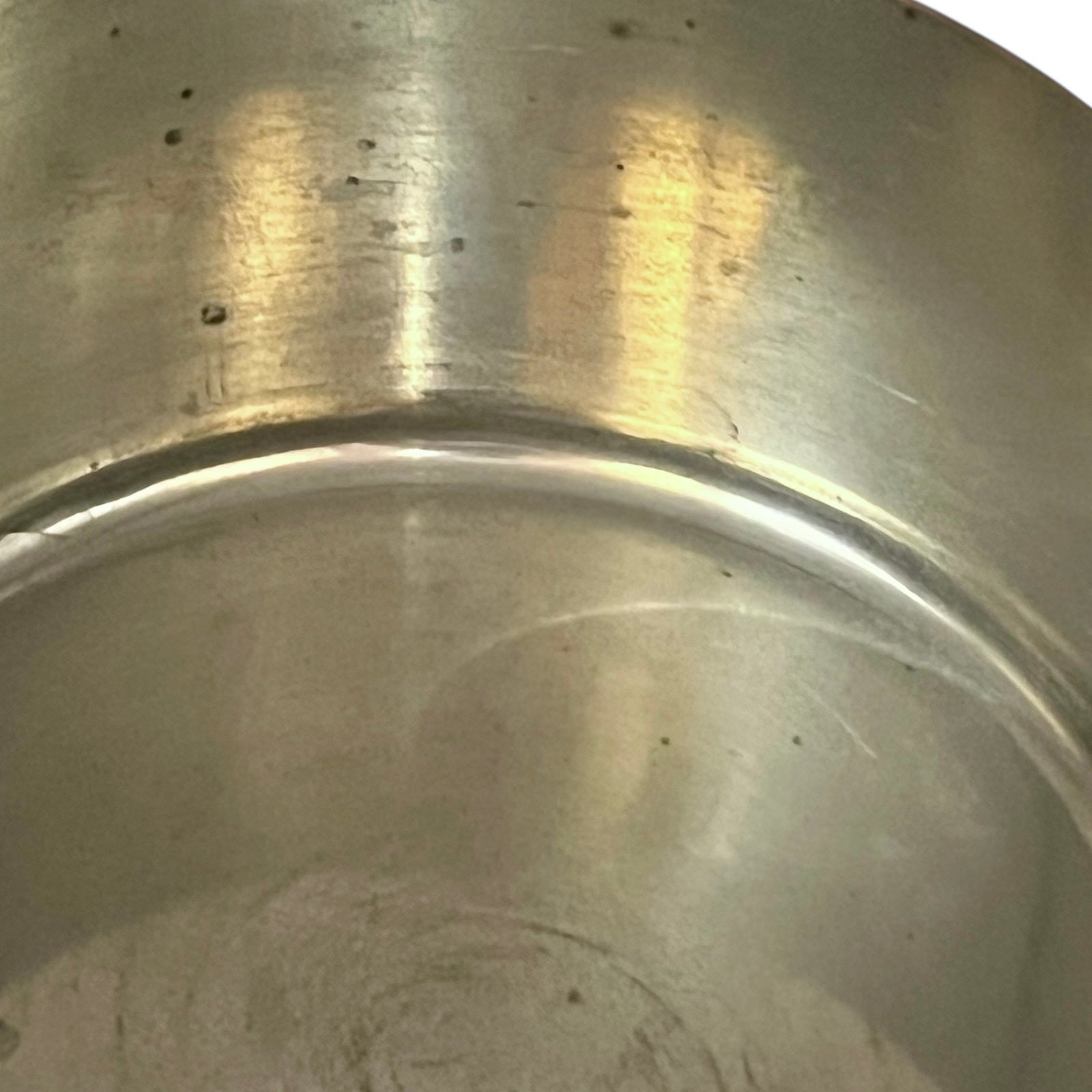 inside of tin lined copper pan 