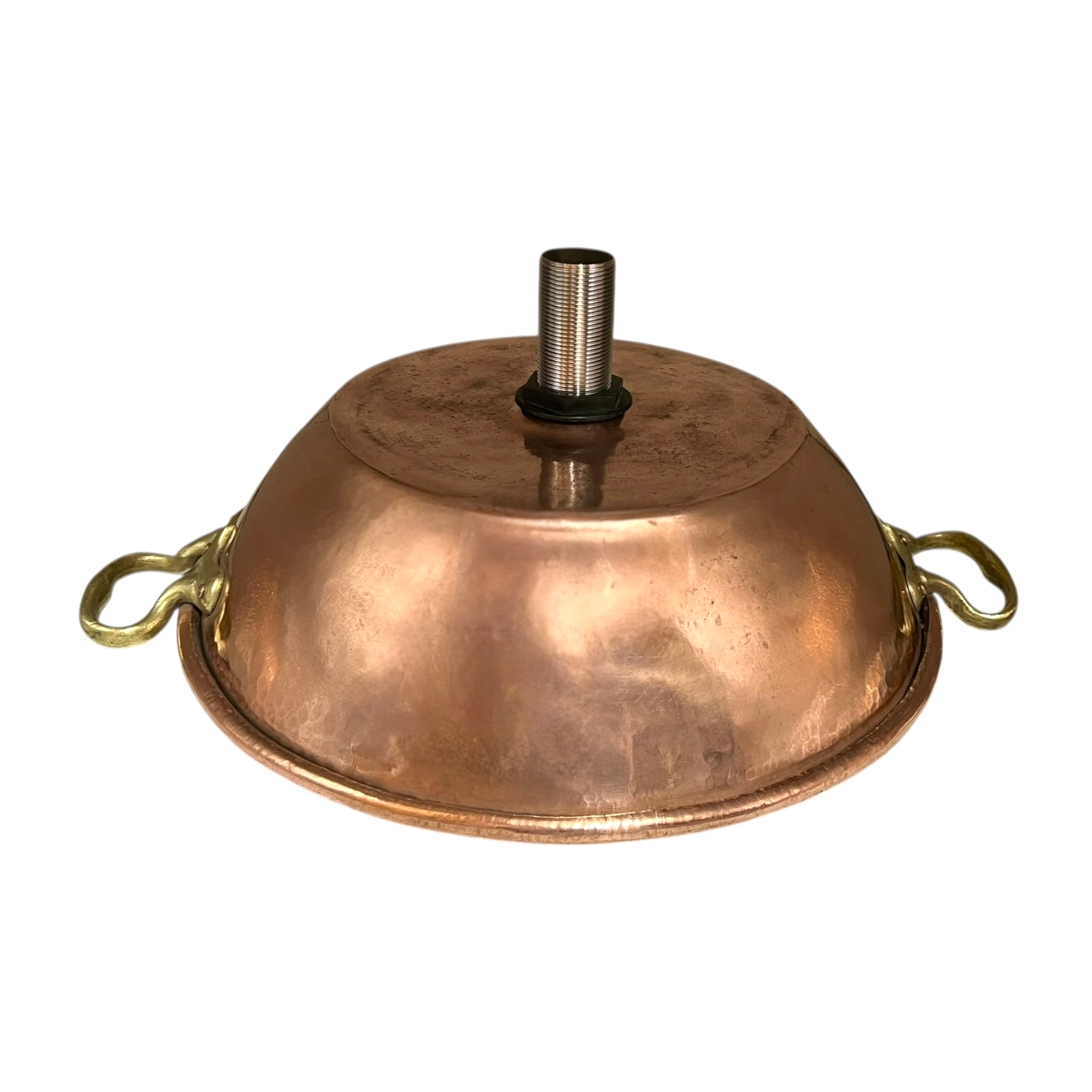 Copper sink with handles on a white background