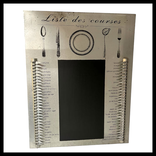 French Metal Shopping List Reminder Wall Sign with Blackboard for sale from All Things French Store