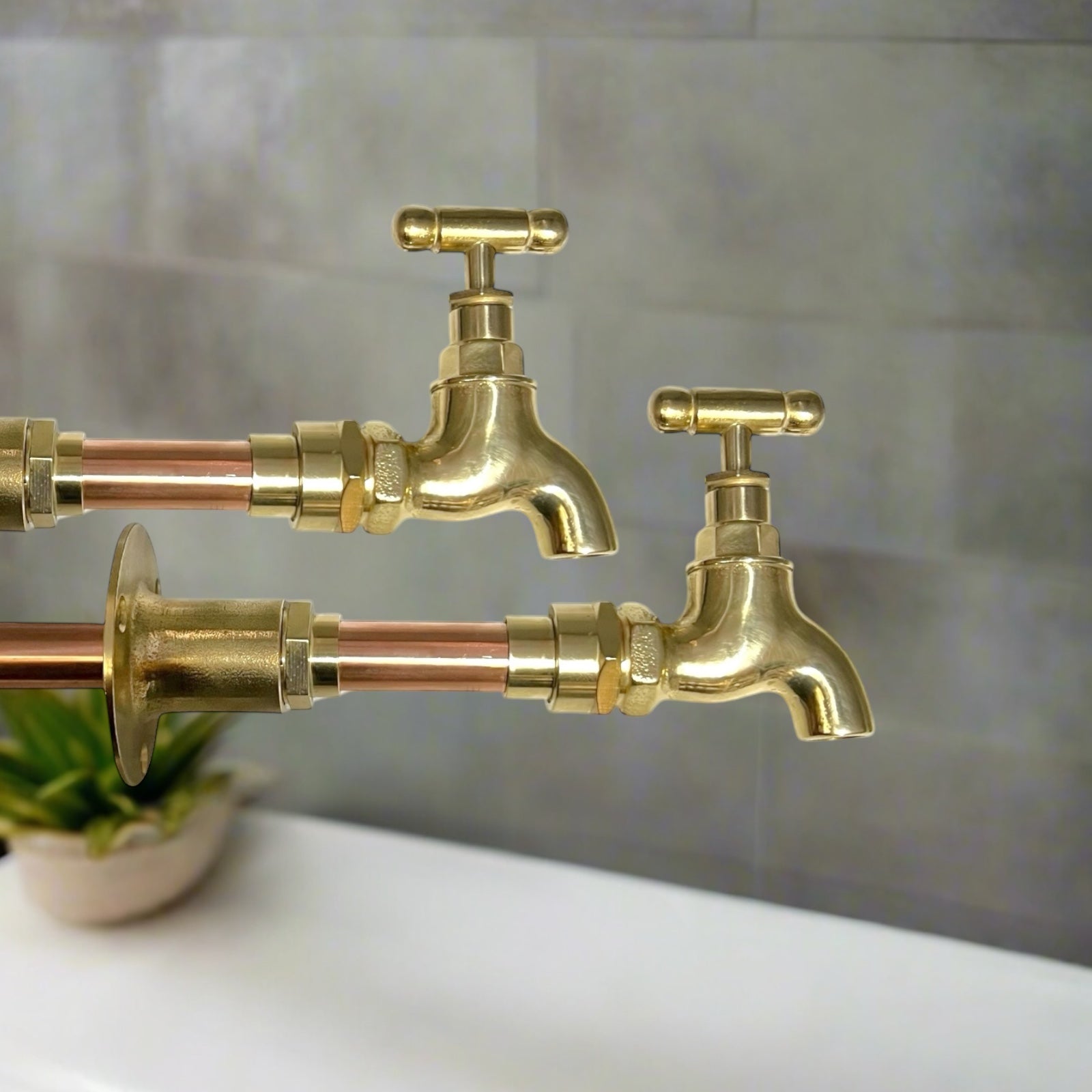 Vintage Style Copper and Brass Taps, Wall Mounted for Kitchen, Bathroom, Camper for sale from All Things French Store