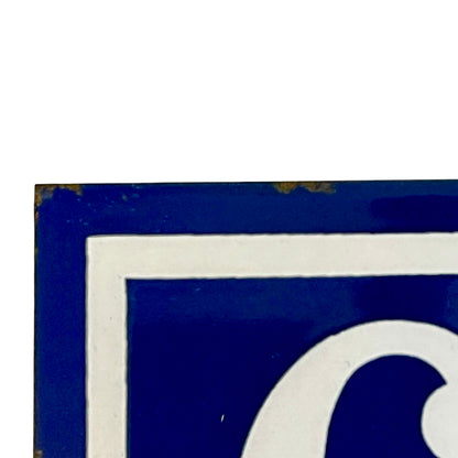 Original French Enamel House Number 67 Sign – Vintage Blue Metal Door Plaque