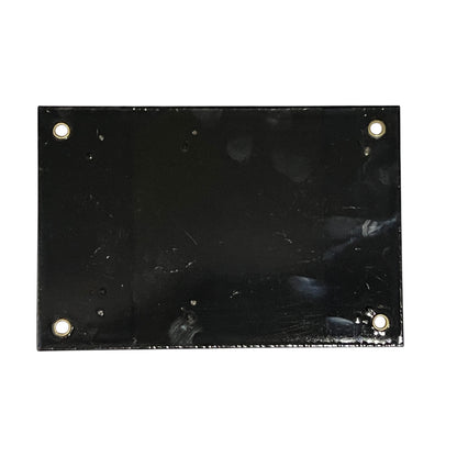 Black rectangular plate with holes on a white background