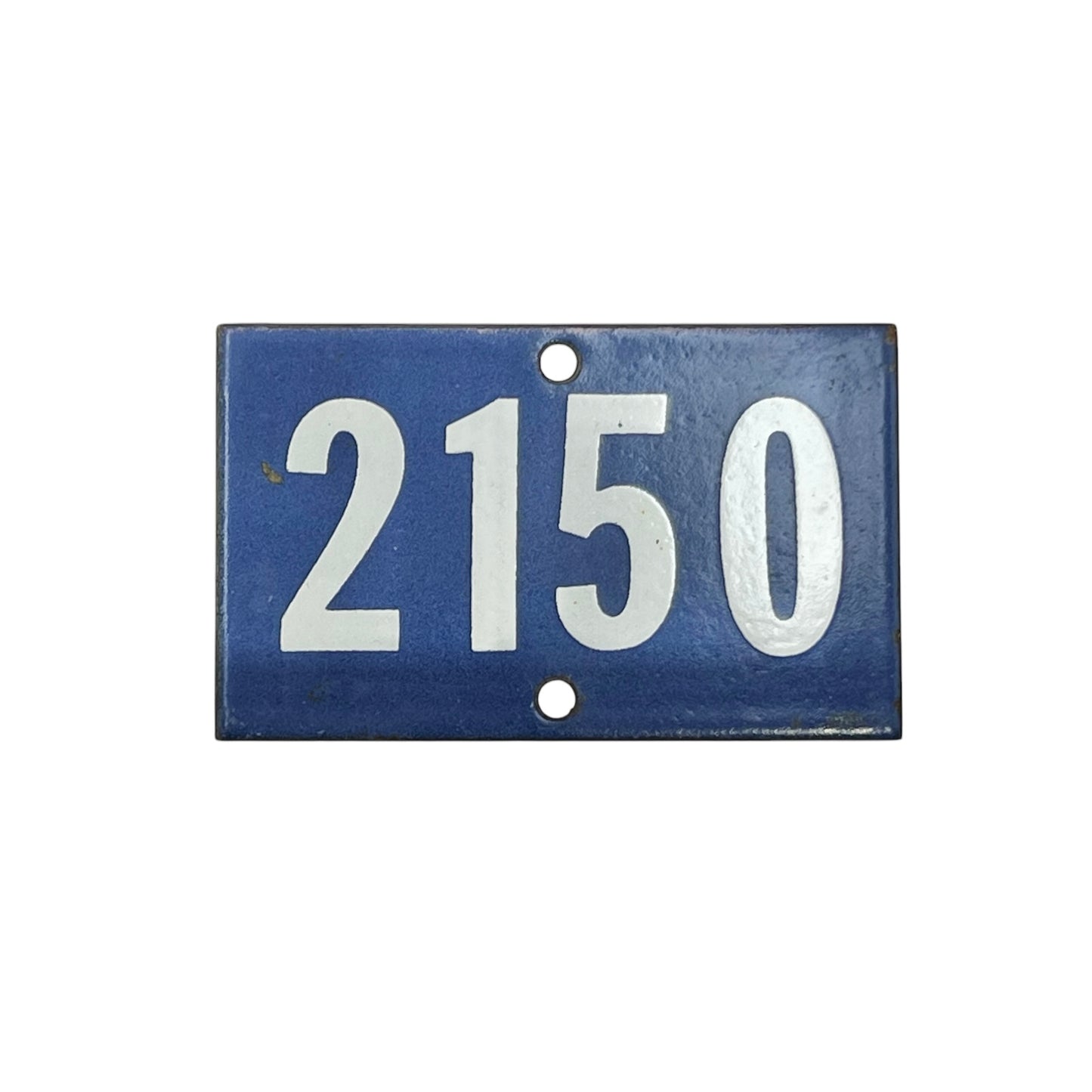 Vintage French Blue Enamel Door Number or Gatepost Number 2150