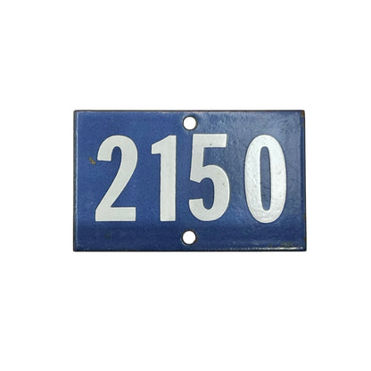 Vintage French Blue Enamel Door Number or Gatepost Number 2150