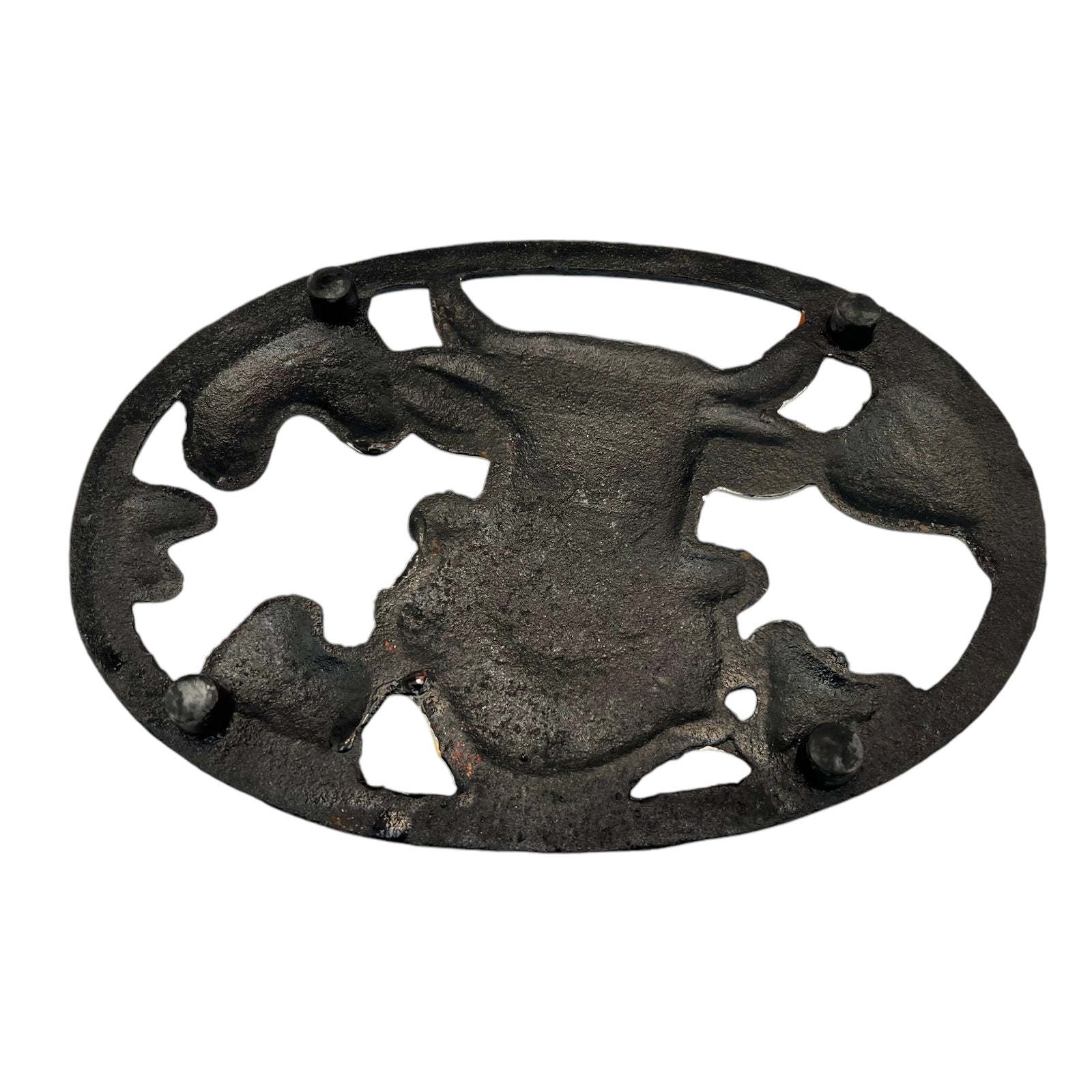 French Cast Iron Kitchen Pan Trivet Pot Stand with a Cow Decoration