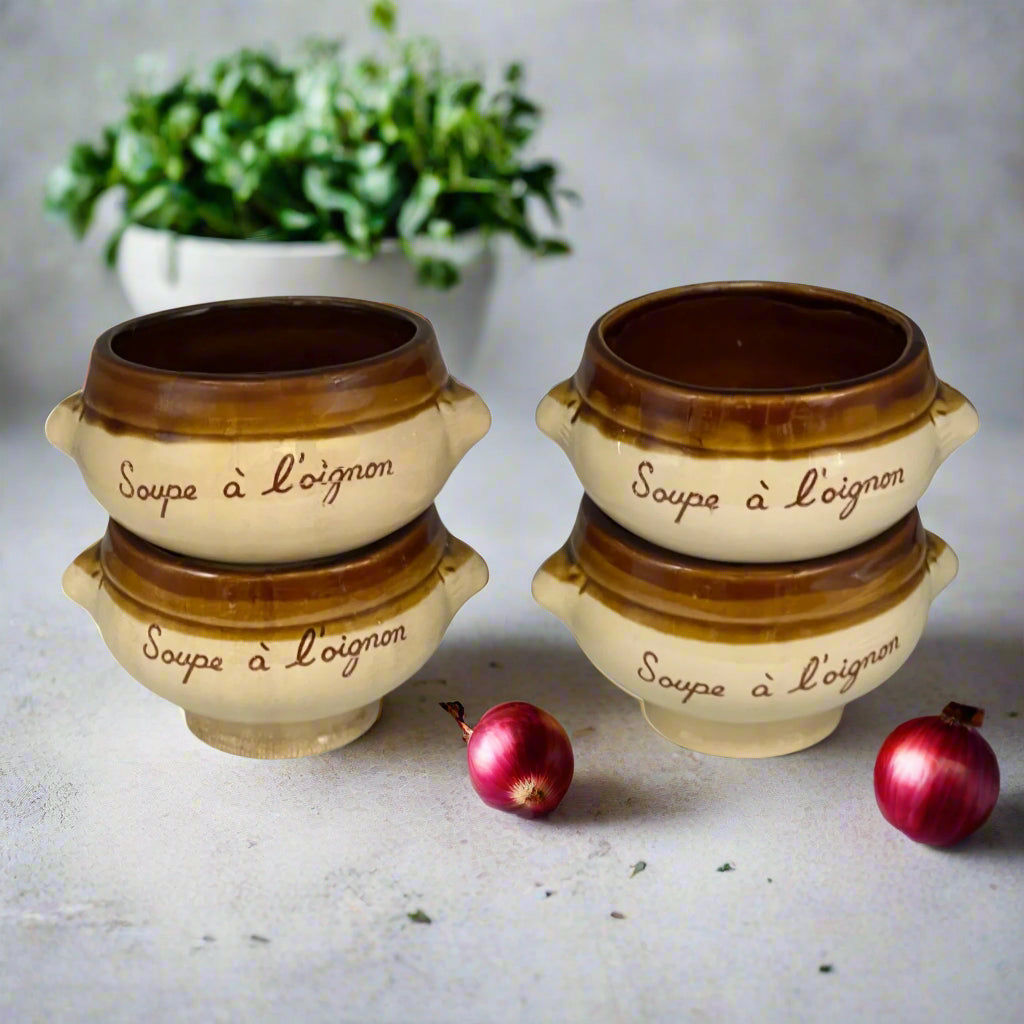 Set of 4 French Lions Head Soup Bowls, Traditional French Onion Soup Pots for sale from All Things French Store