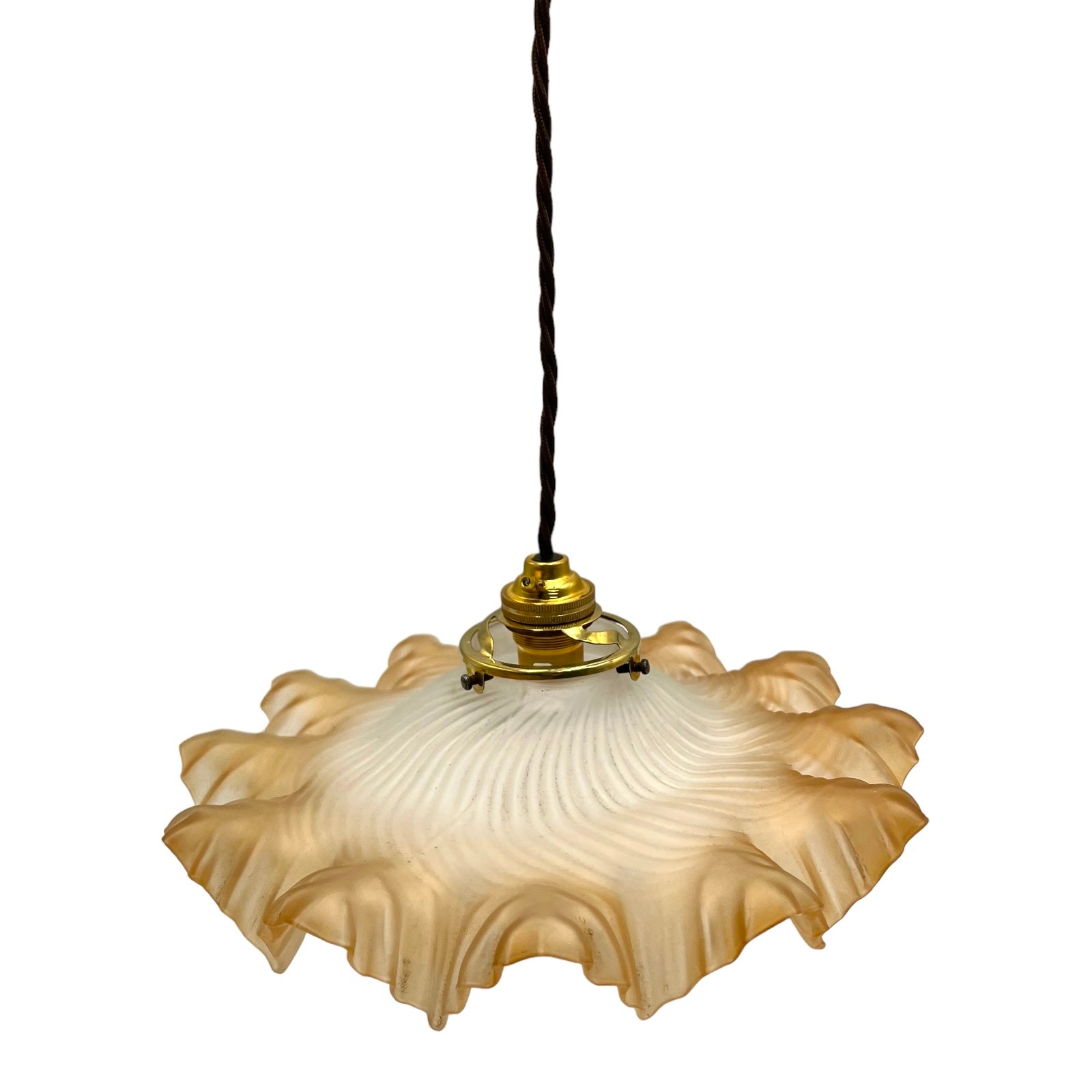 Vintage French Frosted Glass Ceiling Pendant Light, Hanging Lampshade