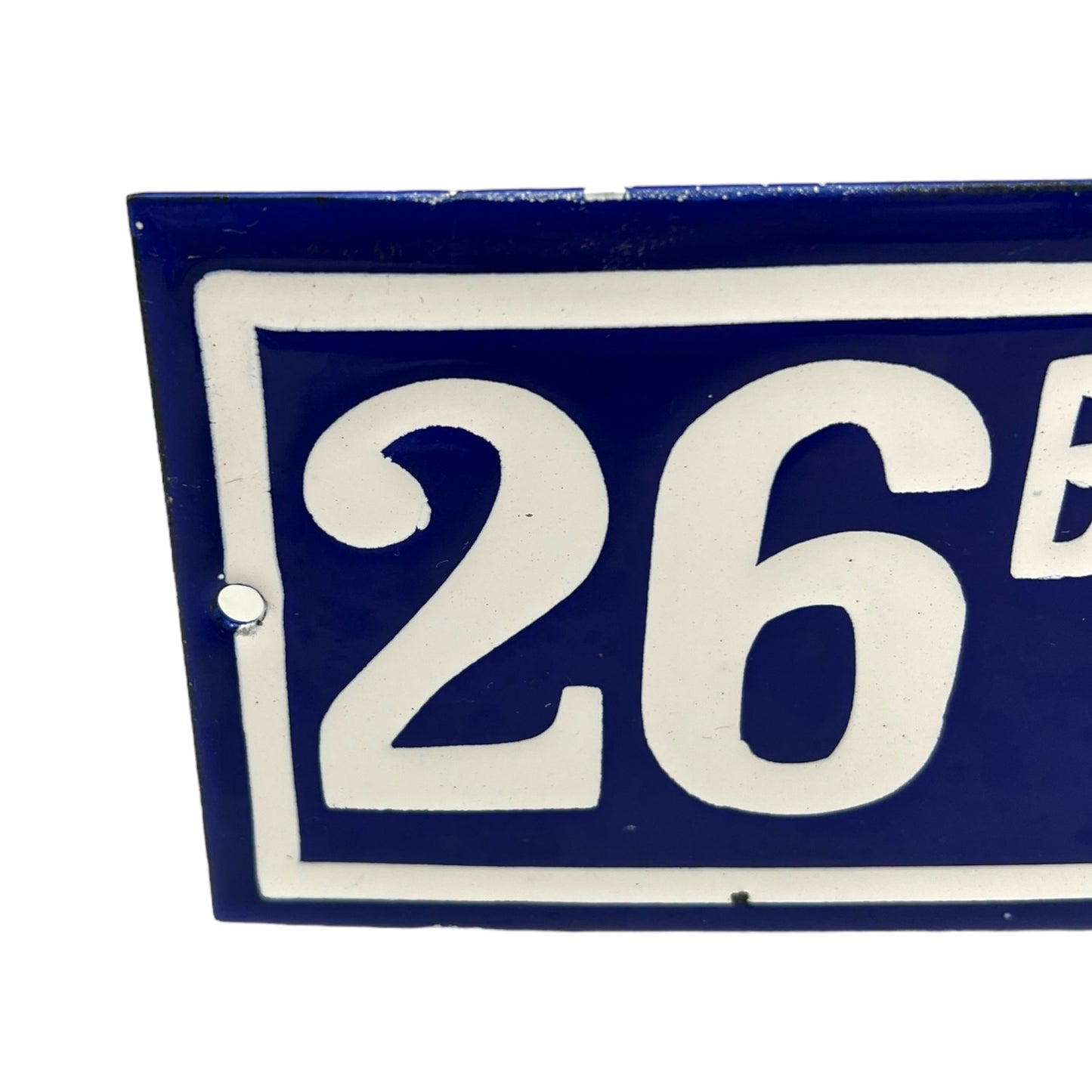 image 3 French enamel blue and white door house number 26