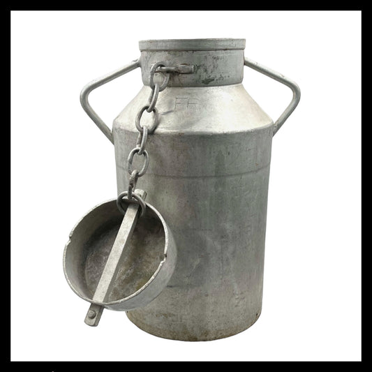 French vintage aluminium milk churn with lid ideal for up cycling for sale from All Things French Store