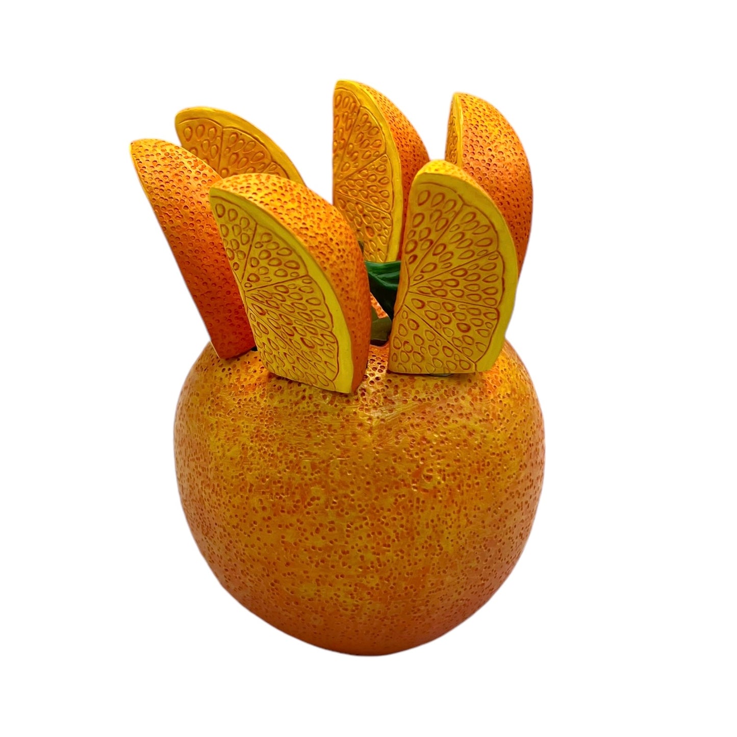 Vintage Kitsch Orange Fruit Knife Holder With 6 Little Paring Knives