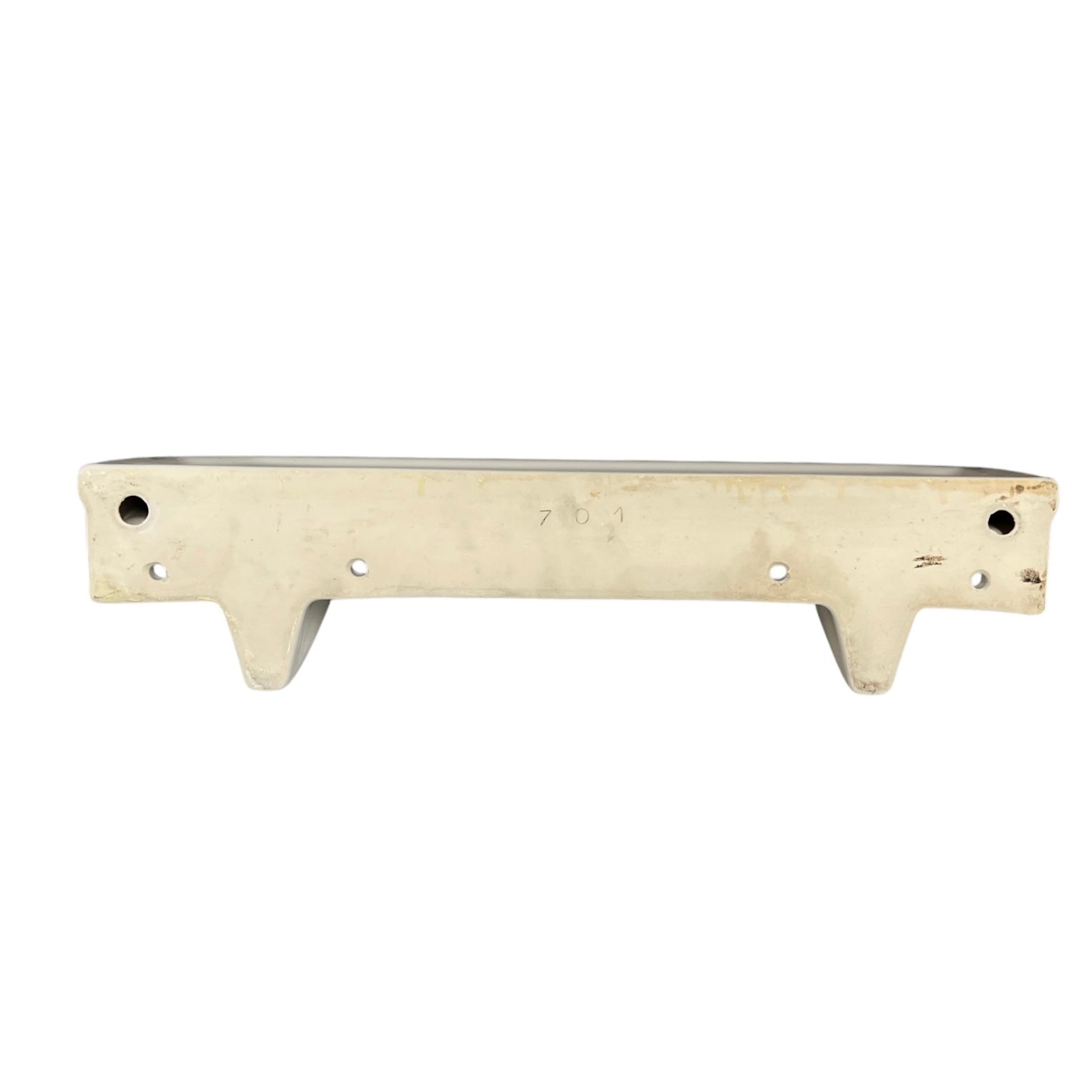 back of a French ceramic shelf on a white background