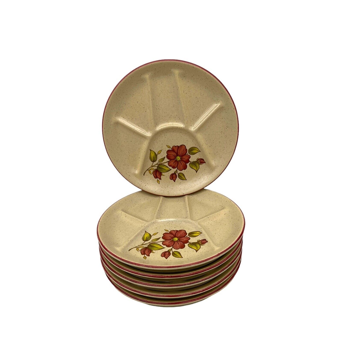 image 2 French glazed stoneware fondue sectioned plate set sold by All Things French Store
