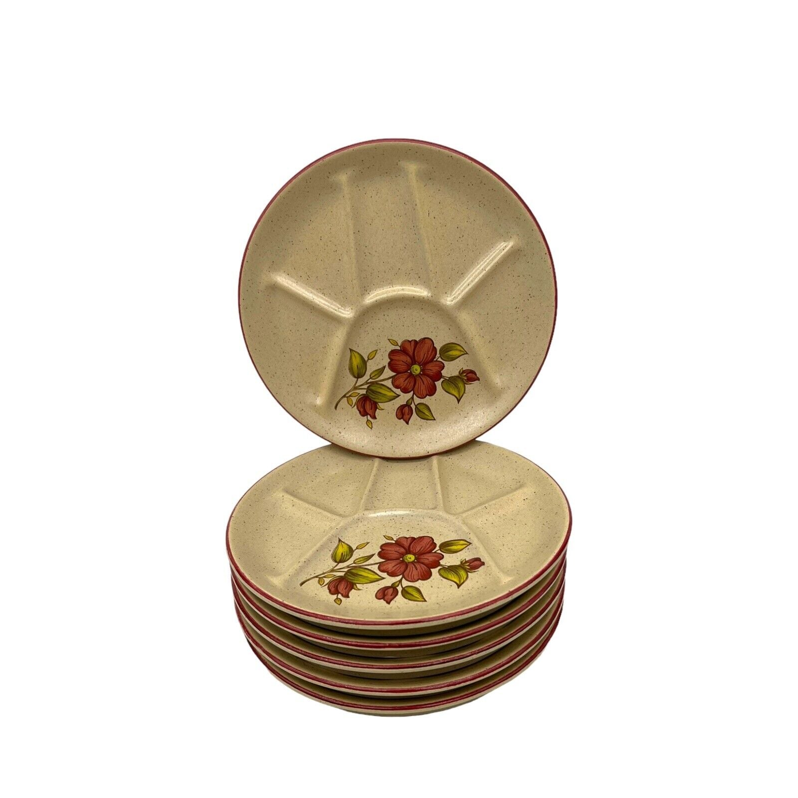 image 2 French glazed stoneware fondue sectioned plate set sold by All Things French Store