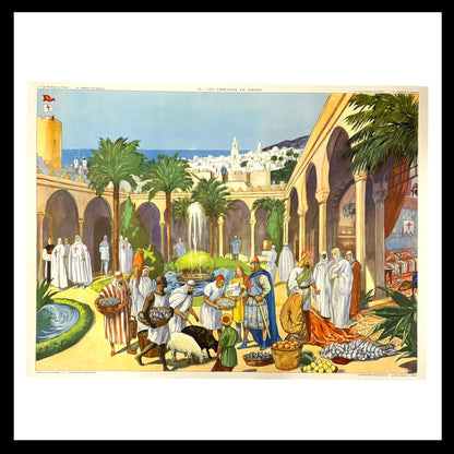 image French large vintage school poster double sided 1950s