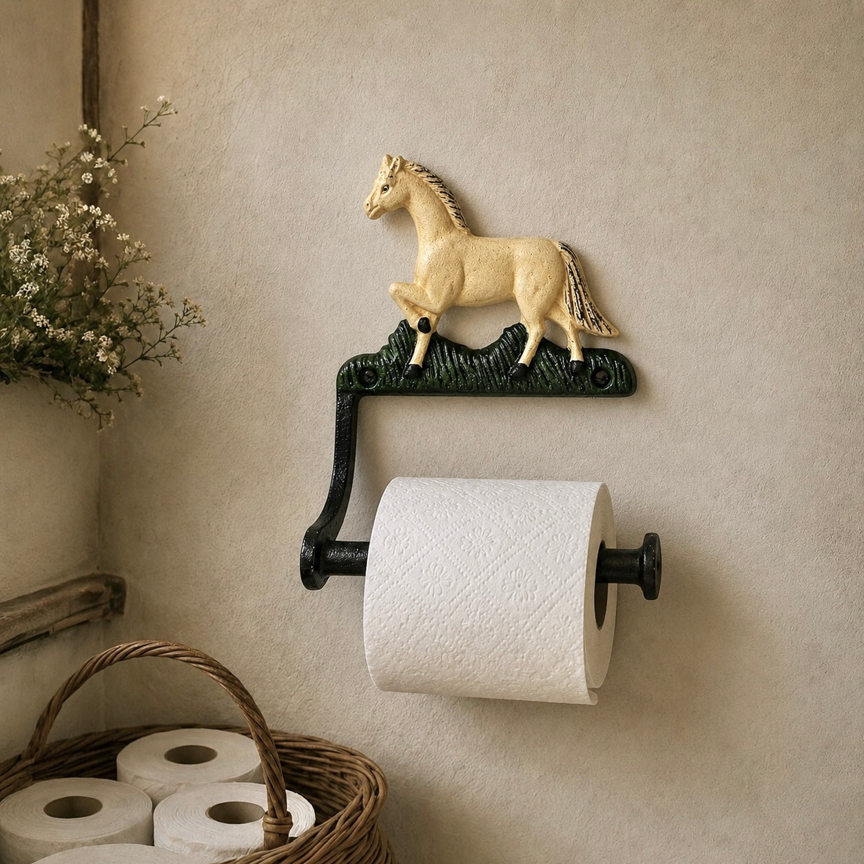 Cast Iron Horse Toilet Roll Holder | French Country Farmhouse Bathroom Decor