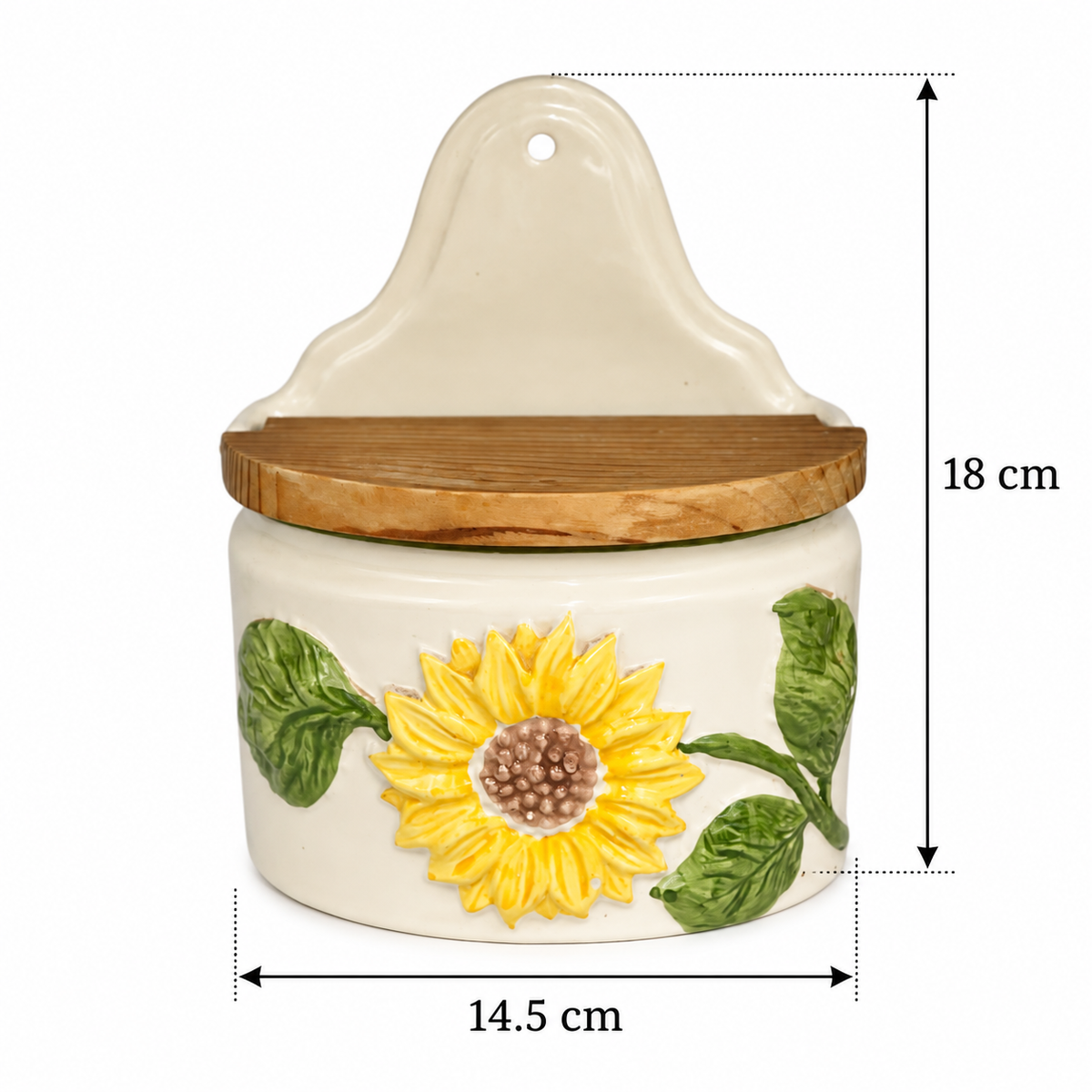 Vintage French Ceramic Salt Box – Wall-Mounted Sel Crock with Lid