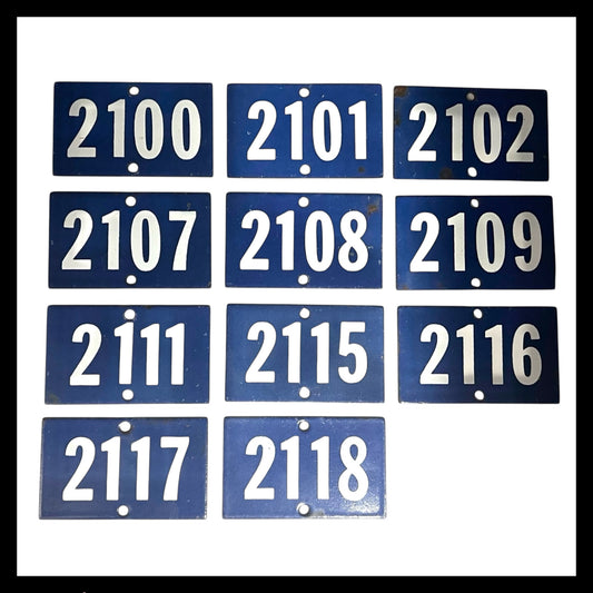 French enamel blue house numbers 2100 - 2118