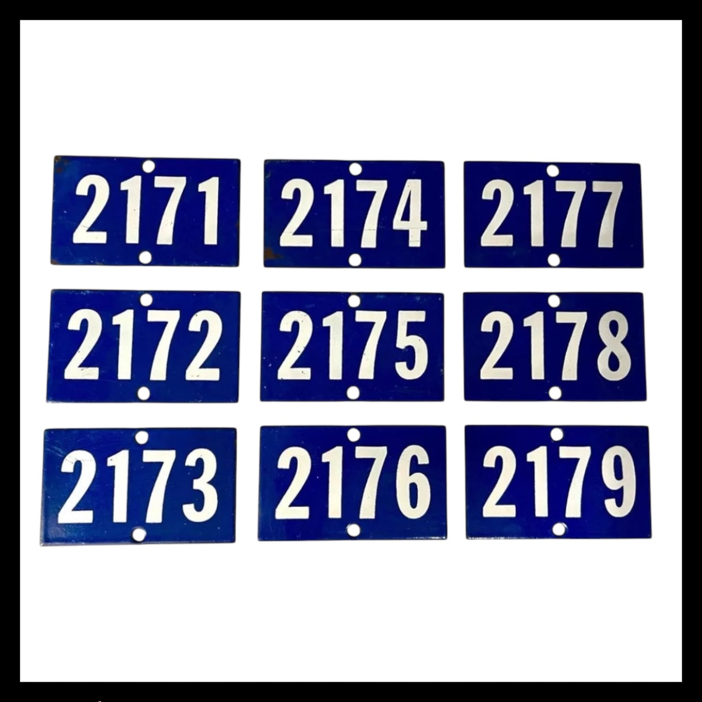 Vintage French Enamel Door Numbers, Garden Gatepost Numbers, Houses 2170 - 2189