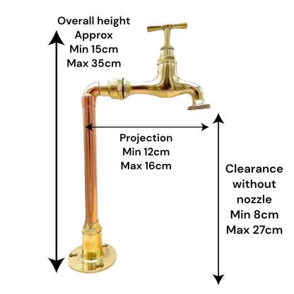 Bespoke Made to Order Copper and Brass Handmade Pillar Tap, ideal for a Belfast sink (