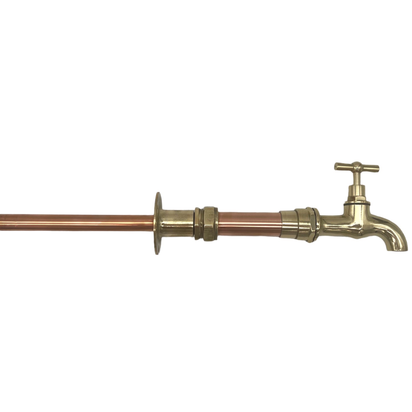Handmade copper and brass wall mounted bathroom or kitchen tap 
