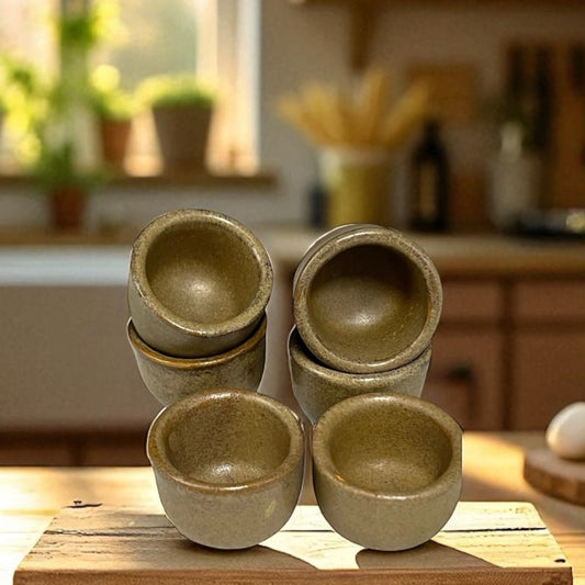 Vintage French Ceramic Escargot Pots – Set of 6 Snail Cups, Oven-to-Table Serving