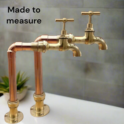 Custom Size Copper Kitchen Taps, Brass Belfast Sink Taps, Made to Measure, (T52)