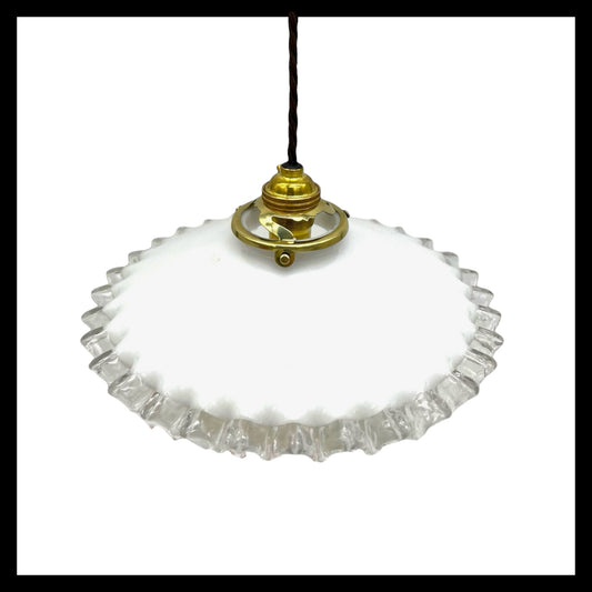 image French vintage milk glass ceiling light with new fittings sold by All Things French Store